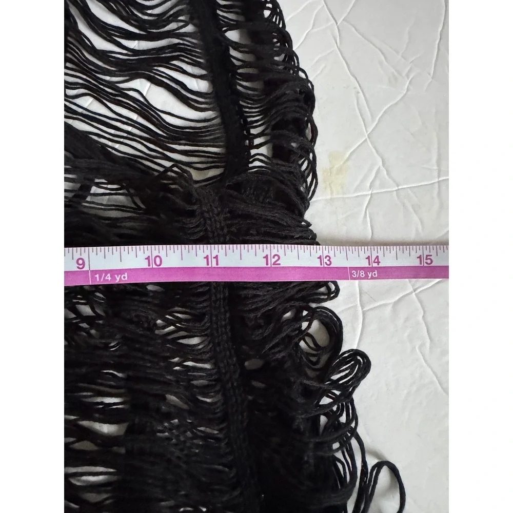PrettyLittleThing Beach Dress Womens XXL Black Tassel Knit Plus Boho Distressed - Picture 10 of 13